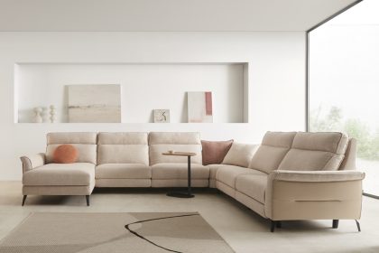 Sofá Bosco con rinconera y chaiselongue. Cómodo y elegante, la mejor opción para disfrutar en familia