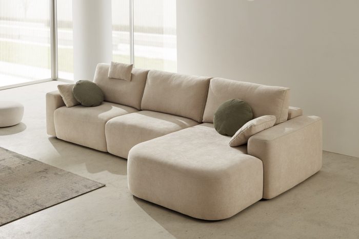 SOFA NUBE CHAISELONGUE AMBIENTE 2 Sofá Nube con chaiselongue y asientos deslizantes con ruedas
